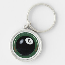 Billiards Rund Silverfärgad Nyckelring