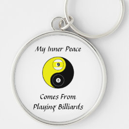 Billiards Rund Silverfärgad Nyckelring