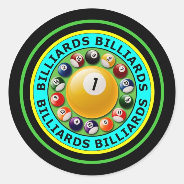 BILLIARDS RUNT KLISTERMÄRKE (Framsida)