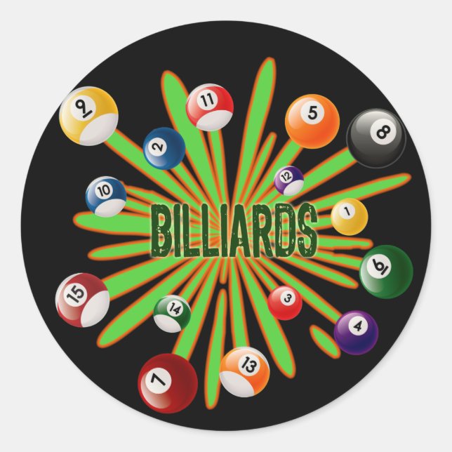 BILLIARDS RUNT KLISTERMÄRKE (Framsida)