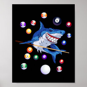 Billiards Shark Billiard Player Bassäng Bord Snook Poster