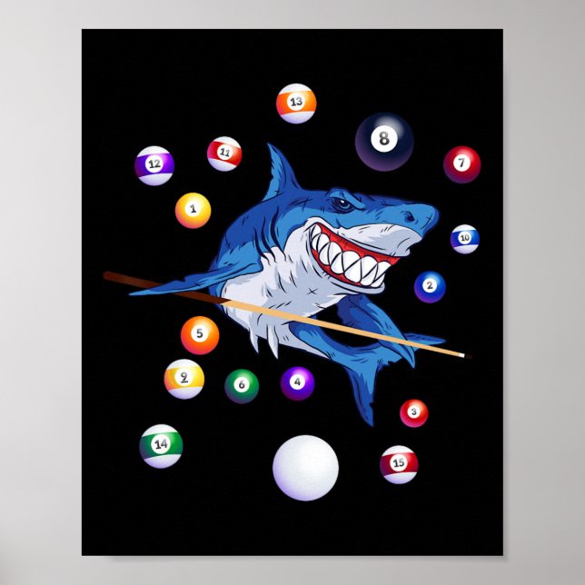 Billiards Shark Billiard Player Bassäng Bord Snook Poster (Framsidan)
