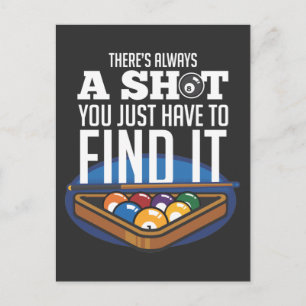 Billiards Shot Quote Bassäng Player Humor Vykort