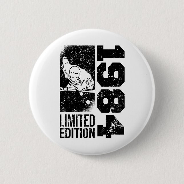 Billiards Snooker-match Vintage 1984 Birthday Bass Knapp (Framsida)