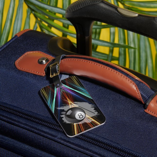 Billiards Sport ball and cue Personalize with Name Bagagebricka (Framsida Insitu 1)