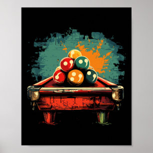 Billiards Tecknad Indoor Sports Stil Poster