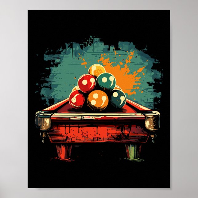 Billiards Tecknad Indoor Sports Stil Poster (Framsidan)