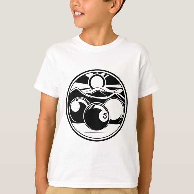 Billiards Teckning Bassäng Player T Shirt (Framsida)