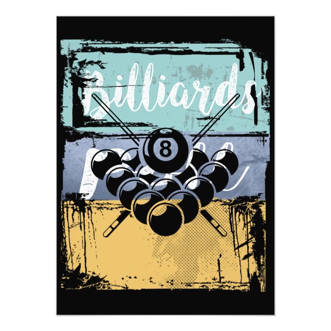 Billiards Tee - Vintage Retro Bassäng Fototryck (Framsidan)