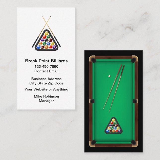 Billiards Theme Cool Business Cards Visitkort (Fram/baksida)