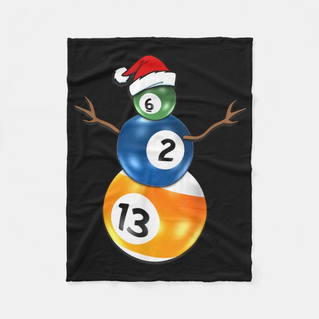 Billiardspel jul Snögubbe med Bassäng Bord Bollar Fleecefilt (Framsidan)
