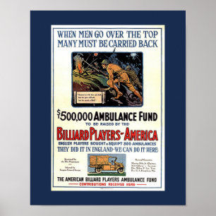 Billiardspelare av Amerika WW1 som Fundraising Poster