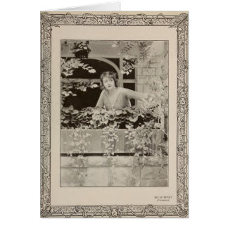 Billie Burke 1919 porträtt med blommor tyst Hälsningskort