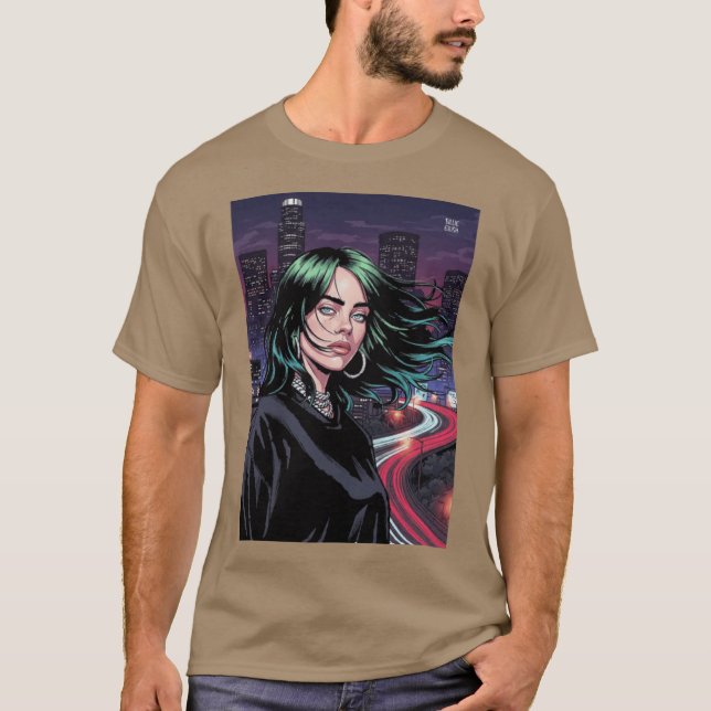 Billie Eilish Comic Art gift friends T Shirt (Framsida)
