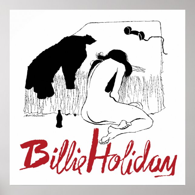 Billie Helgdag Vintage Jazz Illustration Poster (Framsidan)