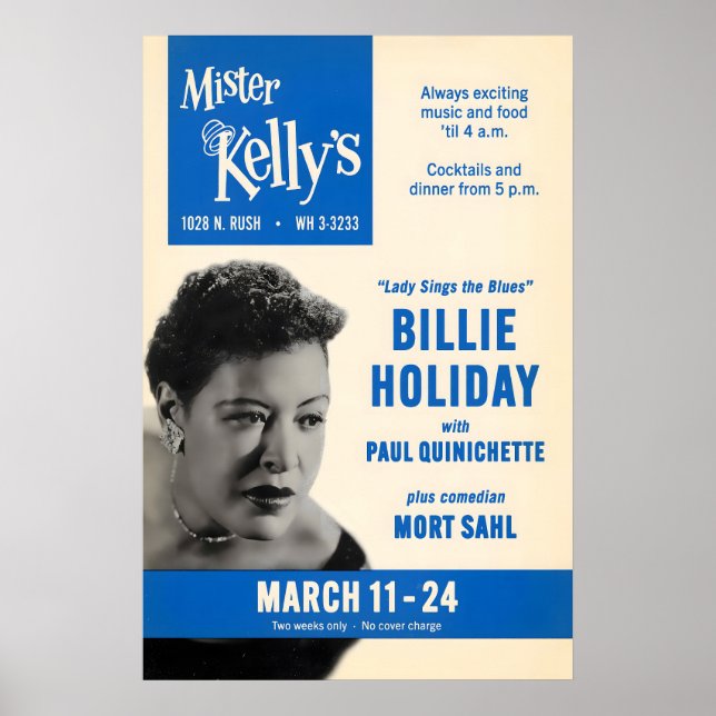Billie Holiday jazzaffisch - Mister Kelly's Poster (Framsidan)