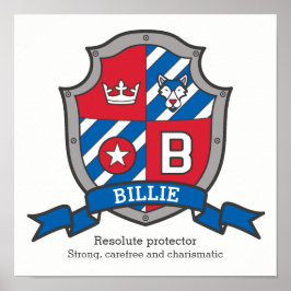 Billie-pojkar namn betyder att heraldry-sköld post poster