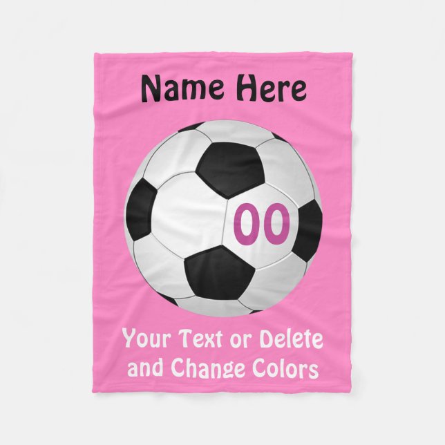 Billig fotbollfilt med DIN FÄRGER och TEXT Fleecefilt (Framsidan)