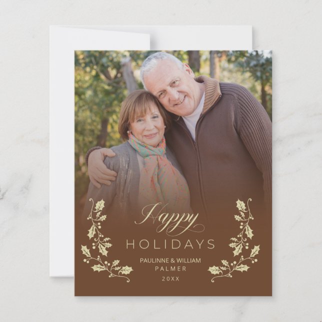 Billig jul Brun Whimsical Script Foto (Framsida)