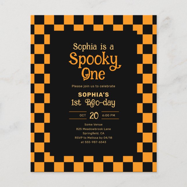 Billig Retro Kuslig Ett Halloween Födelsedag Flygblad (Framsidan)