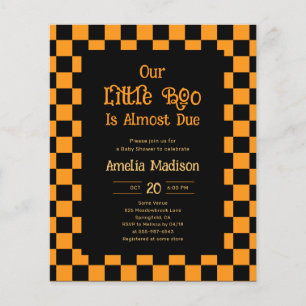 Billig Retro Little Boo Halloween Baby Shower Flygblad