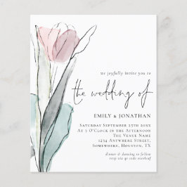 Billig Vattenfärg Tulpan Bröllopsinbjudan