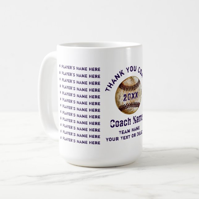 Billiga Baseball Coach-gåvor, Din Text, Dina Färge Kaffemugg (Framsida vänster)