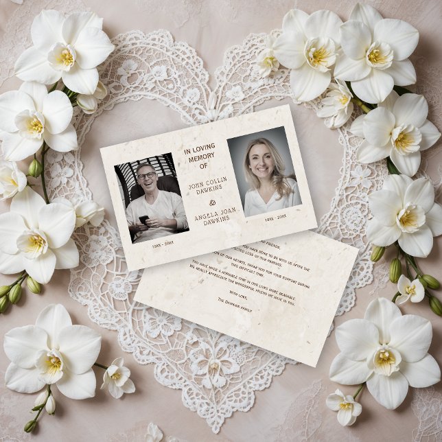 Billiga Kära Avlidna Paret Anpassad Foto (Cheap Dear Ones Deceased Couple Custom Photo Thank You Cards. )