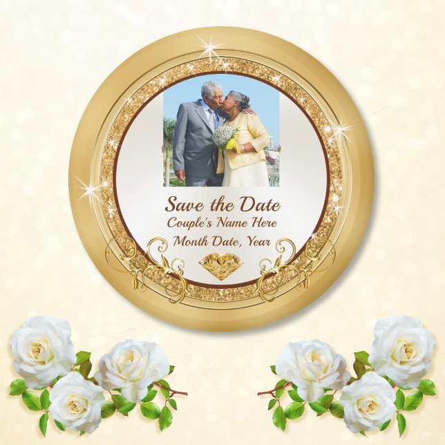 Billiga Save the Dates, Spara datum för fotomagnet Magnet (Photo Save the Date Magnets. Cheap save the date magnets. 50th anniversary save the date magnets. )