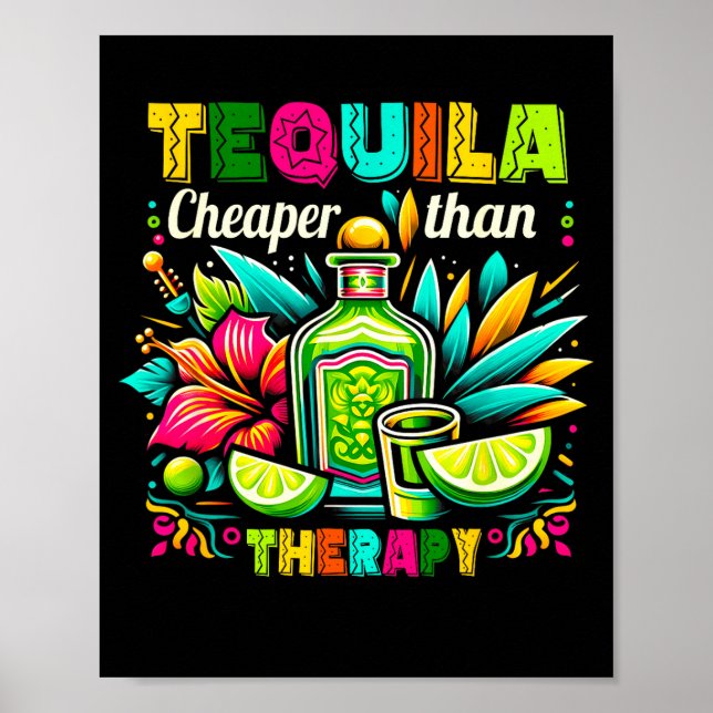 Billigare-än-terapi-drickande-cinco-de-mayo-mexica Poster (Framsidan)