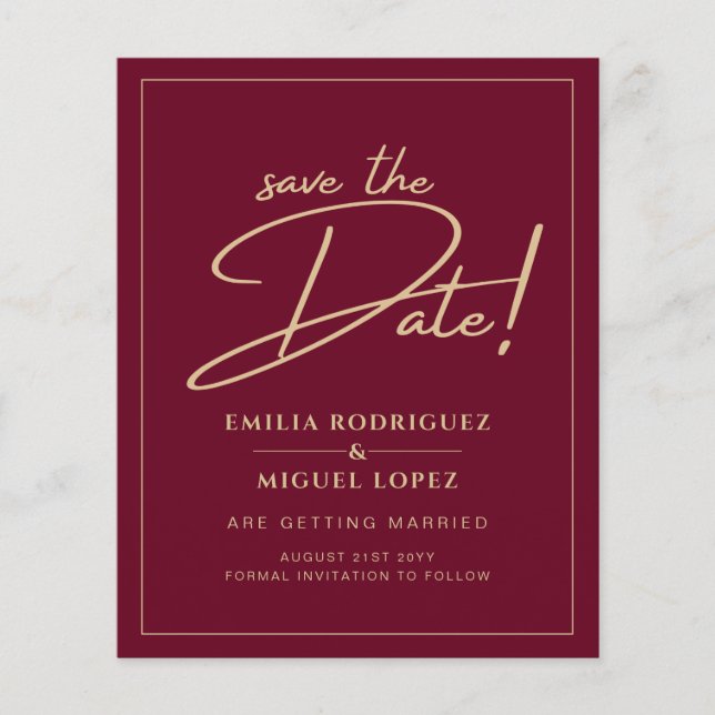 Billigaste BUDGET GULD TEXT Moderna Save The Dates Flygblad (Framsidan)