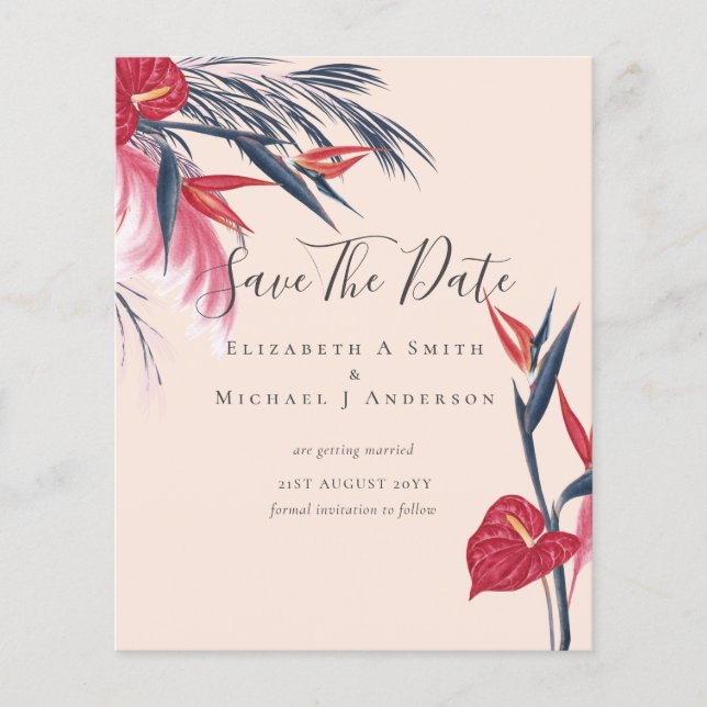 BILLIGASTE FOTO Spara datum Pampasgräs Tropisk Flygblad (Framsidan)