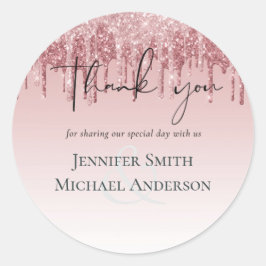 Billigaste Rosa Glitter Bröllop Rose Guld Runt Klistermärke
