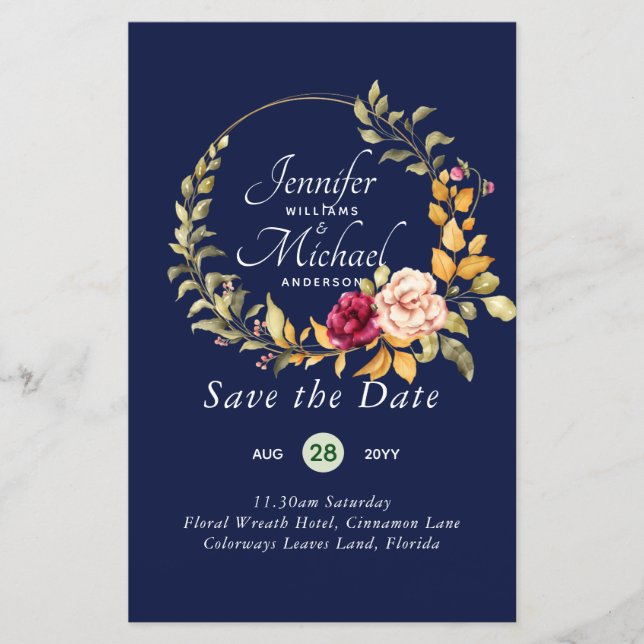 Billigaste Save The Dates Blommig Krans BUDGET (Framsida)