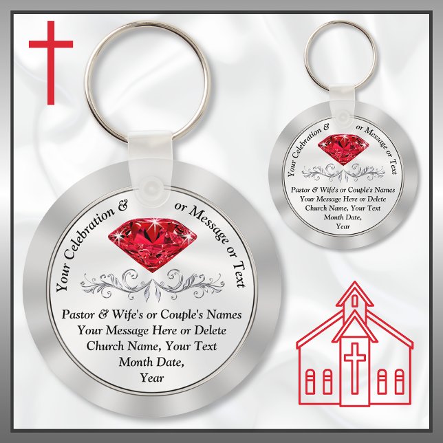 Billigt 40:e kyrkans årsjubileum för ditt år nyckelring (40th Church Anniversary, Souvenirs. Christian, 40th Anniversary Favors. 40th pastoral anniversary.)
