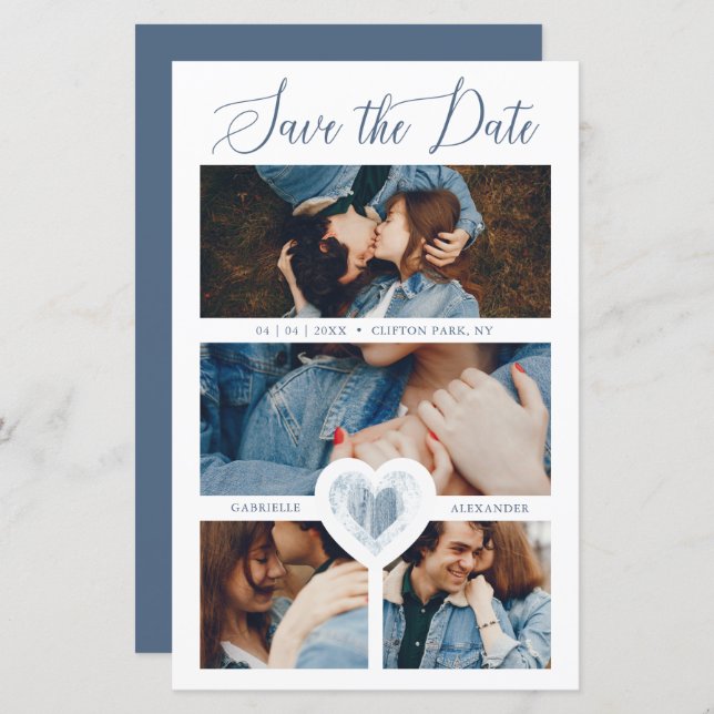 Billigt 4 Foton Blue Heart Engagerad åtskillig ses (Fram/baksida)