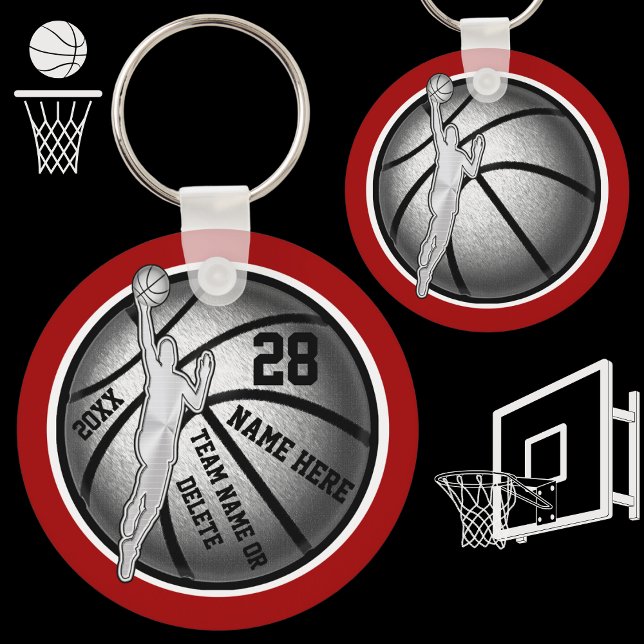 Billigt Basketball Gifts for Boys Your Färg, Text Nyckelring (Personalised Basketball Team gifts for boys. Cheap Basketball Key Rings. Basketball Trinkets, Team.)