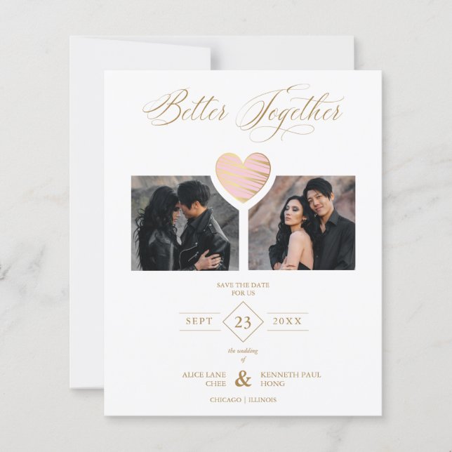 Billigt Bättre tillsammans Rosa Golden Heart 2 Fot (Framsida)