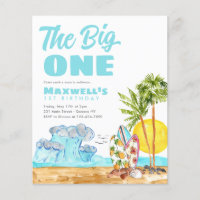 Billigt Big One Tropical Beach 1st Surfing Birthda