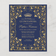Billigt Blå Blommigt Guld Tiara Quinceanera