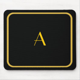 Billigt Black Mousepad w/ Guld Ram & Monogram Musmatta