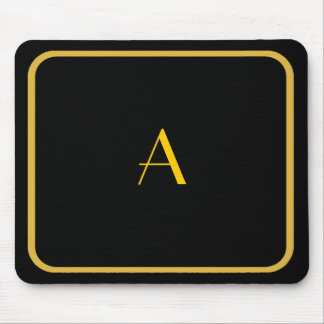 Billigt Black Mousepad w/ Guld Ram & Monogram Musmatta