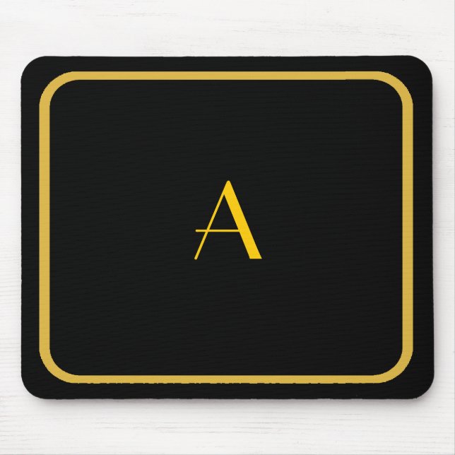 Billigt Black Mousepad w/ Guld Ram & Monogram Musmatta (Framsidan)