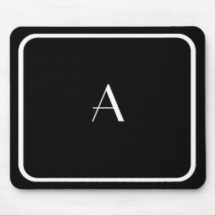 Billigt Black Mousepad w/ White Monogram & Ram Musmatta
