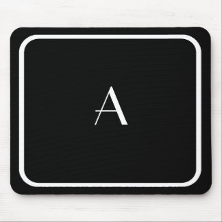 Billigt Black Mousepad w/ White Monogram & Ram Musmatta