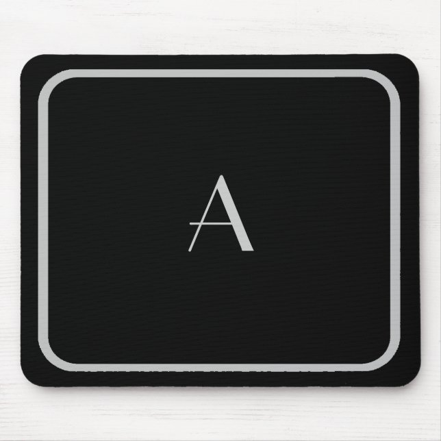 Billigt Black och Silver Monogram med Ram Musmatta (Framsidan)
