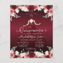 Billigt Blommigt Burgundy Red Dress Gown Quinceane