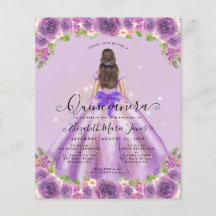 Billigt Blommigt Light Lila Princess Quinceanera
