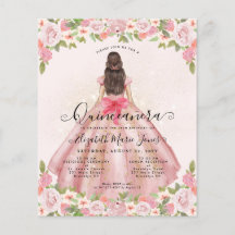 Billigt Blommigt  Rosa Guld Princess Quinceanera