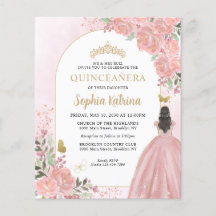 Billigt Blommigt  Rosa Guld Princess Quinceanera